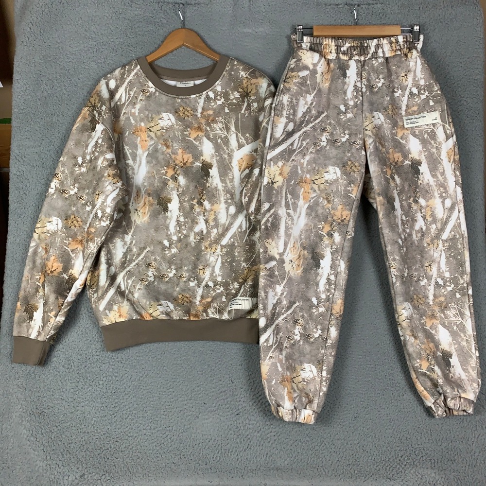 Comfrt Camo Set Unisex Small Sweatshirt Jogger Brown Forest Loungewear Fall 2024